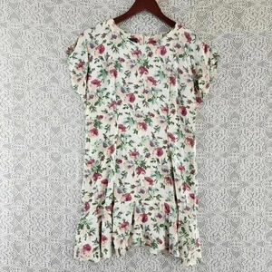 Vintage Just in Thyme Floral Cap Sleeve Ruffle bottom mini dress M/P